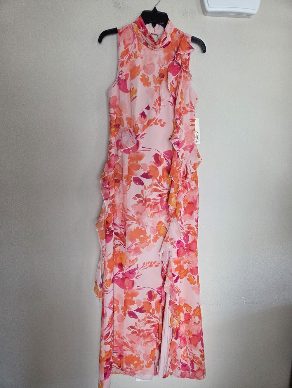 Eliza J Sleeveless Floral Ruffle Chiffon Maxi Dress Size 14 NWT $198 Romantic - Picture 2 of 9